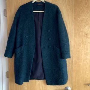 Zara Woman Green Coat Size Small Relaxed Fit